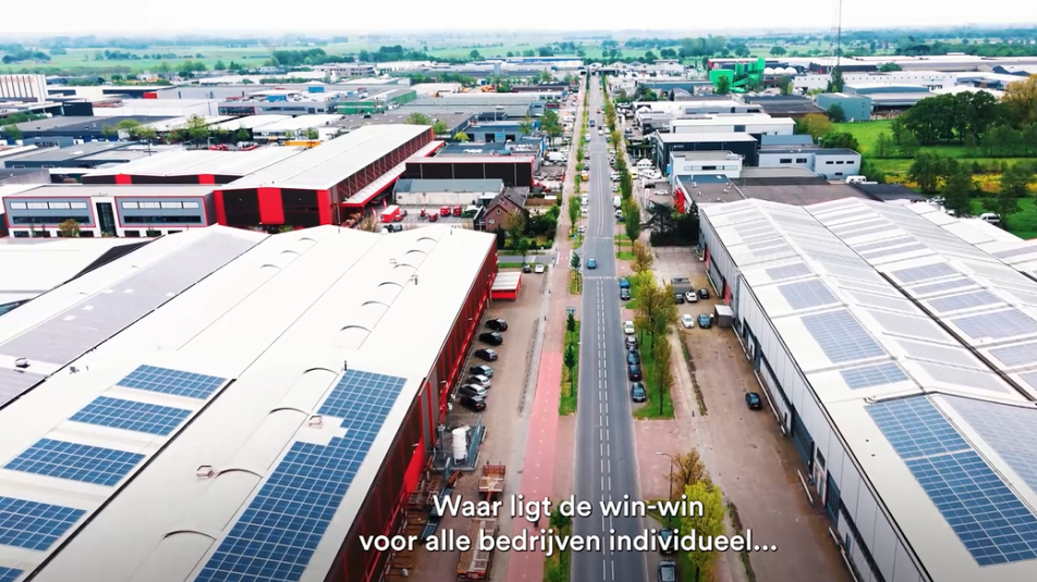 Luchtfoto bedrijventerrein Nijverkamp (een beeld uit de video met de ondertitel: Waar ligt de win/win voor alle bedrijven individueel...